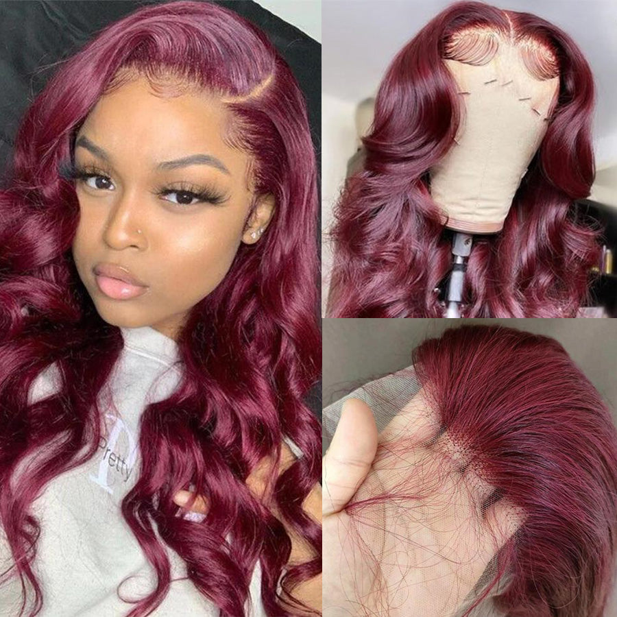 99J Burgundy Wig Body Wave 13x4 Lace Front Wigs Straight Colored Wigs Body Wave Human Hair Lace Front Wigs With Baby Hair Pre Plucked Best Human Hair Wigs