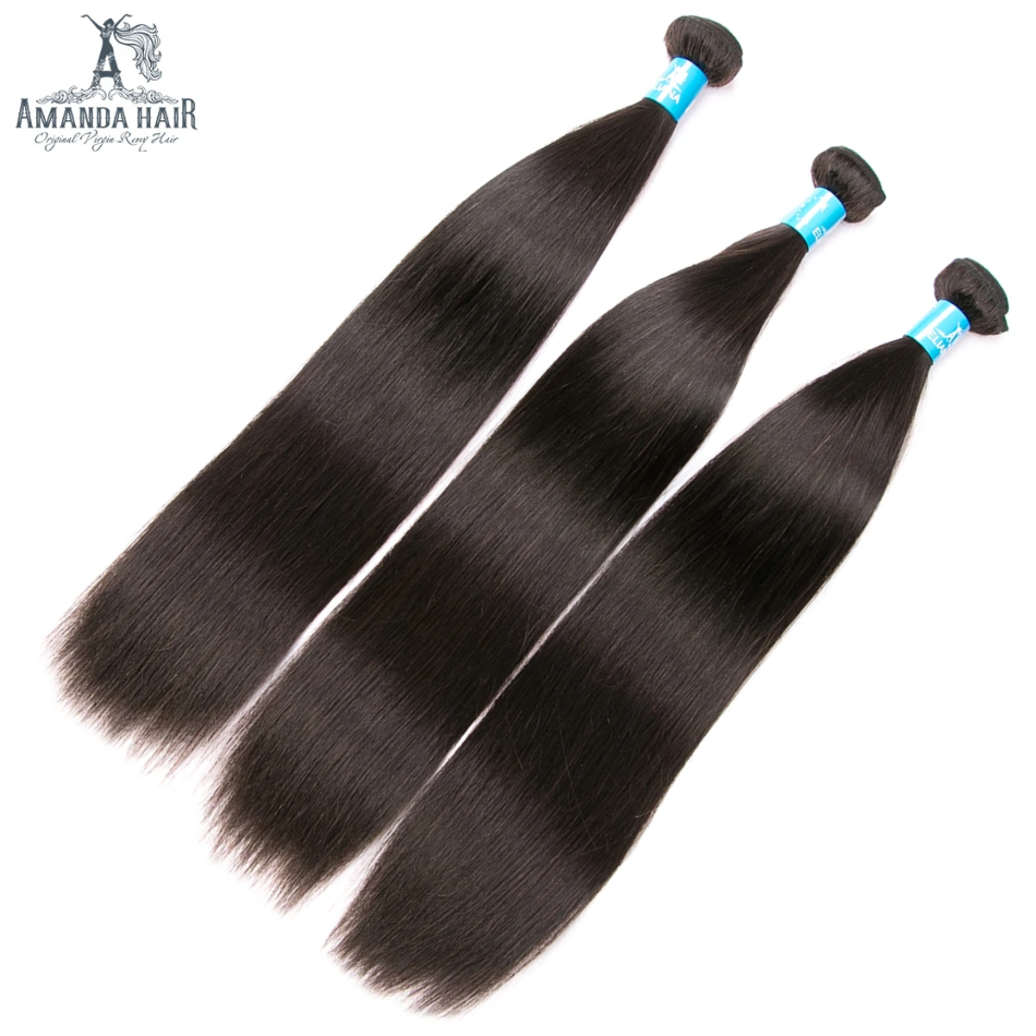 Amanda Indian Straight Hair 3 Bundles con 13 * 4 Lace Frontal 9A Grade 100% Cabello humano sin procesar Sin enredos 