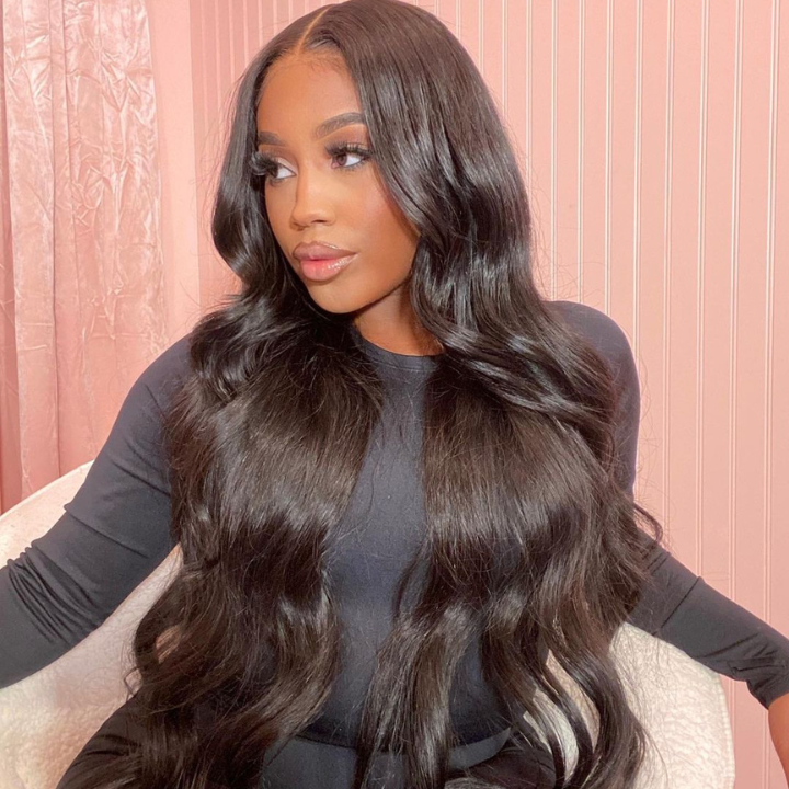 Amandahair Glueless Crystal Clear HD Lace Wig With Pre-Plucked Hairline Body Wave Lace Front Wigs