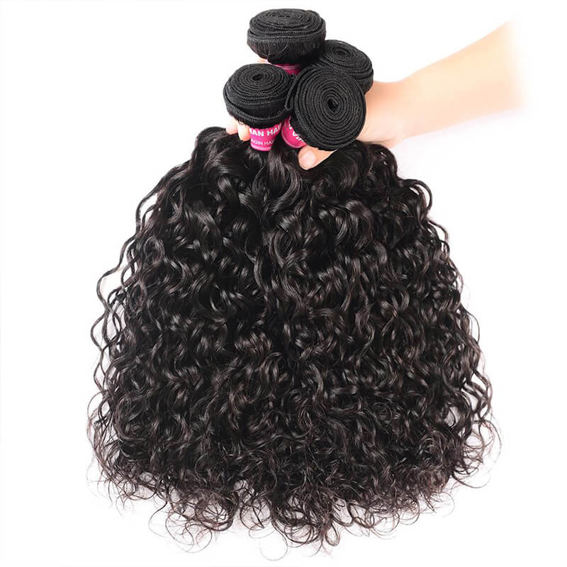 Water Wave Brazilian Hair 3 Bundles With 13*4 Lace Frontal 10A Grade 100% Remi Human Hair Attractive Curly Wave Hair - Amanda Hair