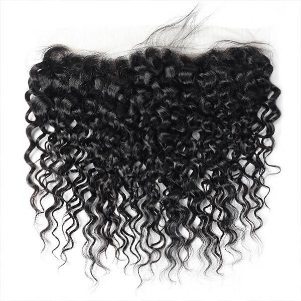 Amanda cheveux péruviens vague d'eau 3 faisceaux avec 13*4 dentelle frontale 10A Grade 100% cheveux humains Remi cheveux bouclés attrayants