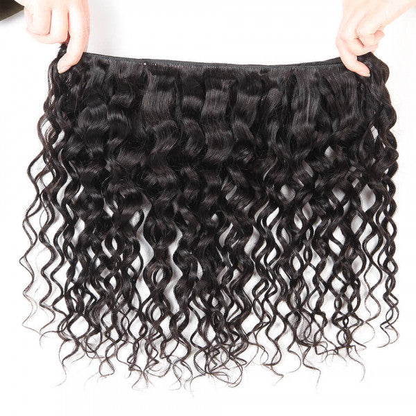 Water Wave 3 paquetes con 13 * 4 Frontal de encaje Cabello brasileño de grado 9A 100% cabello humano sin procesar - Amanda Hair
