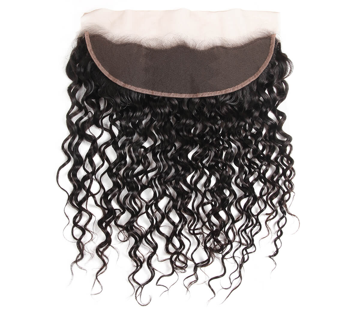 Amanda Mongolian Hair Water Wave 4 paquetes con 13 * 4 Frontal de encaje 10A Grado 100% Remi Cabello humano Suave y brillante Cabello ondulado