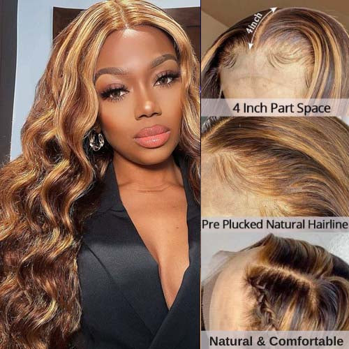 Body Wave Highlight Piano Color 13*4 HD Lace Frontal Wigs