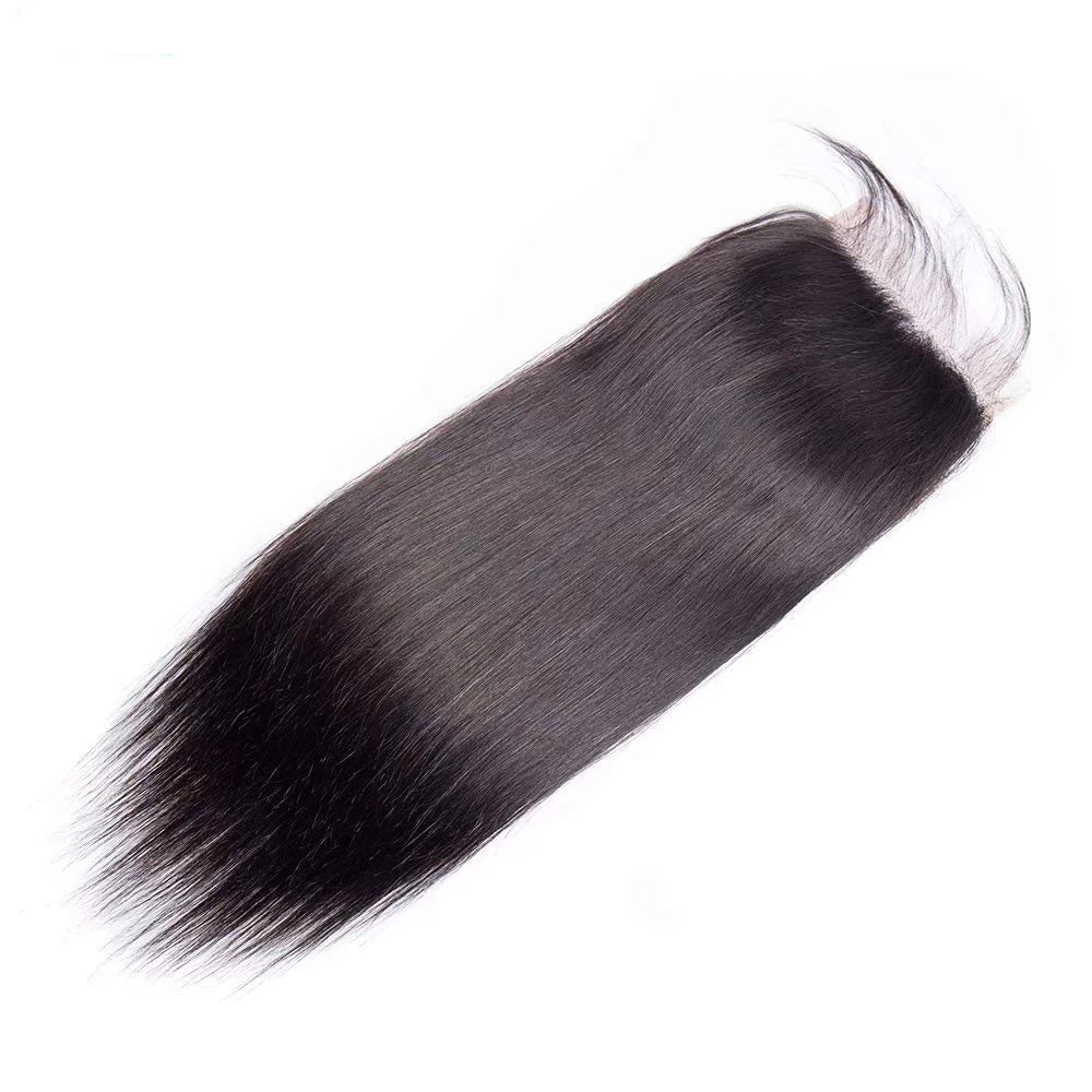 Amanda Mongolian Straight Hair 3 Bundles With 4*4 Lace Closure 9A Grade 100% Unprocessed Human Hair No Tangles