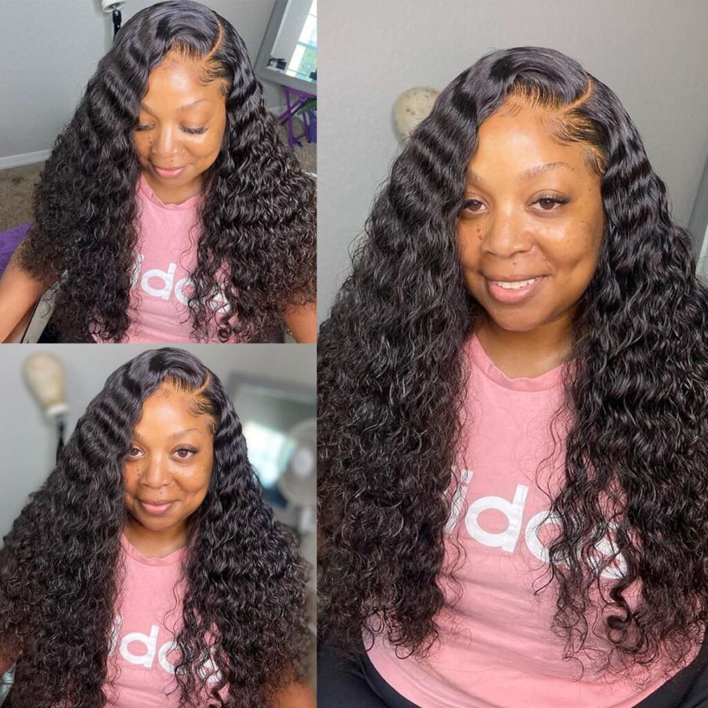 Deep Wave Brazilian Human Hair Lace Front Wig With Baby Hair 150% Density Pre Plucked Transparent Lace Wigs -Amanda Hair