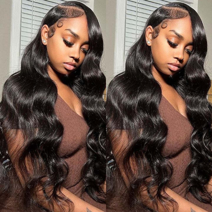 Glueless Black Body Wave 13x4/6x4.5 Closure Lace Colord Wig Pre Plucked Hairline-Amanda Hair