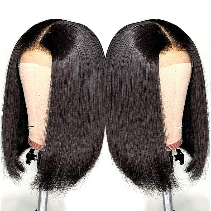 Straight Hair Bob Wigs Short Human Hair 4x4 Lace Closure Wig