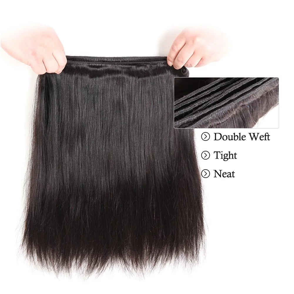 Amanda Indian Straight Hair 3 paquetes con cierre de encaje 4 * 4 10A Grado 100% cabello humano Remy