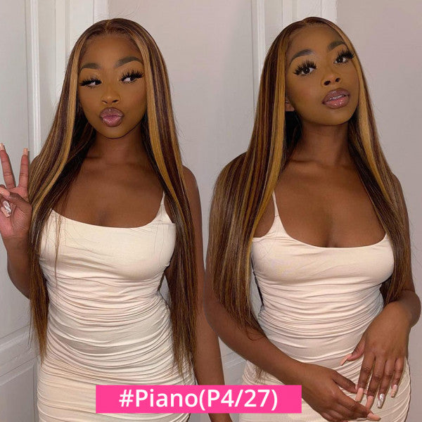 P4/27 Color Honey Blonde Wig Straight Human hair 