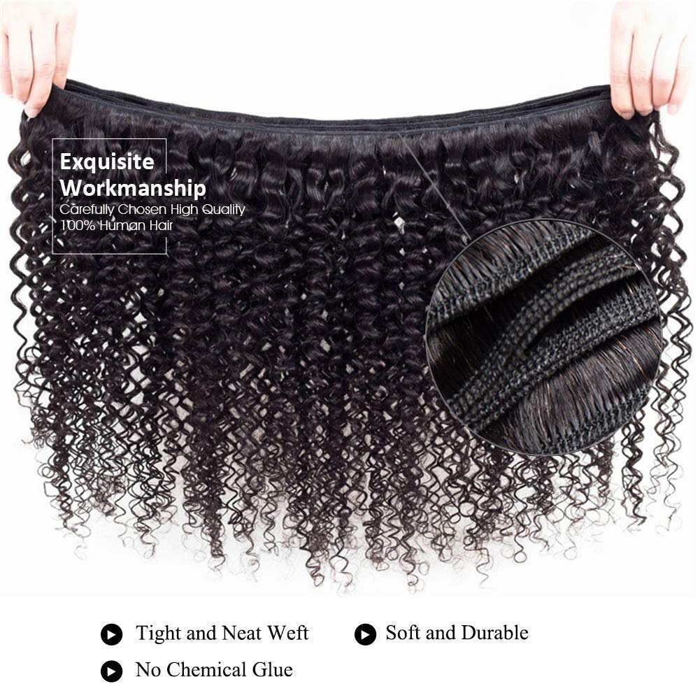 Brazilian Kinky Curly 4 Bundles With 4*4 Lace Closure 10A Grade 100% Remi Human Hair Soft Shiny Wave Hair - Amanda Hair