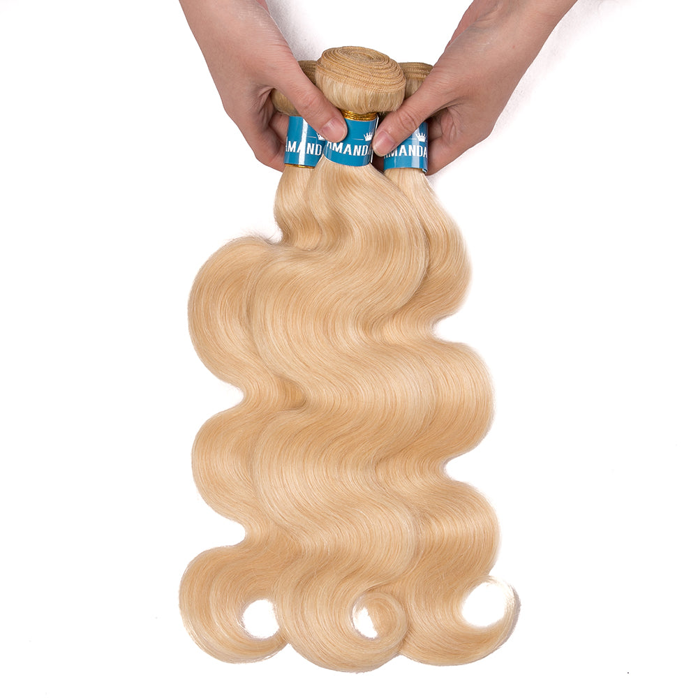 613# Blond Color Body Wave Hair Weave 4 Bundles 100% Human Hair - Amanda Hair