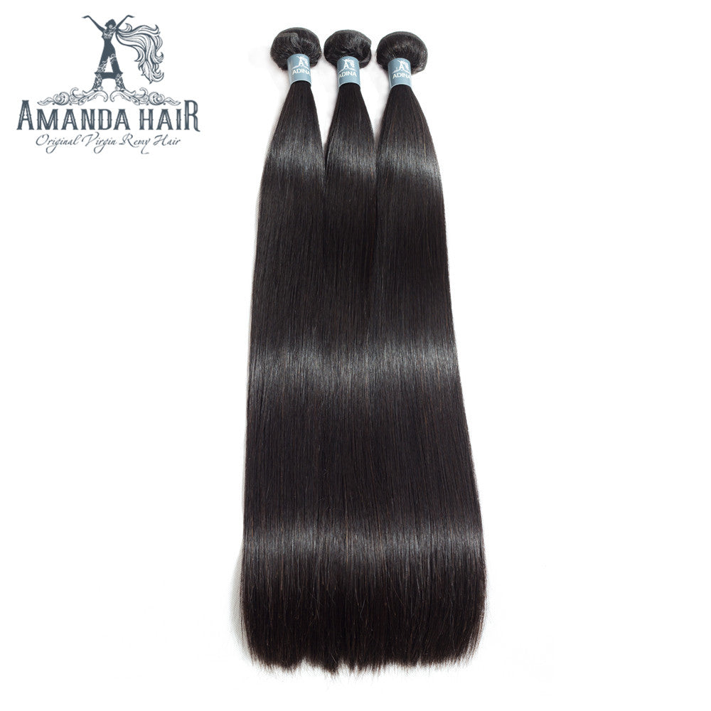 Amanda Mongolian Straight Hair 3 Bundles With 13*4 Lace Frontal 9A Grade 100% Unprocessed Human Hair No Tangles