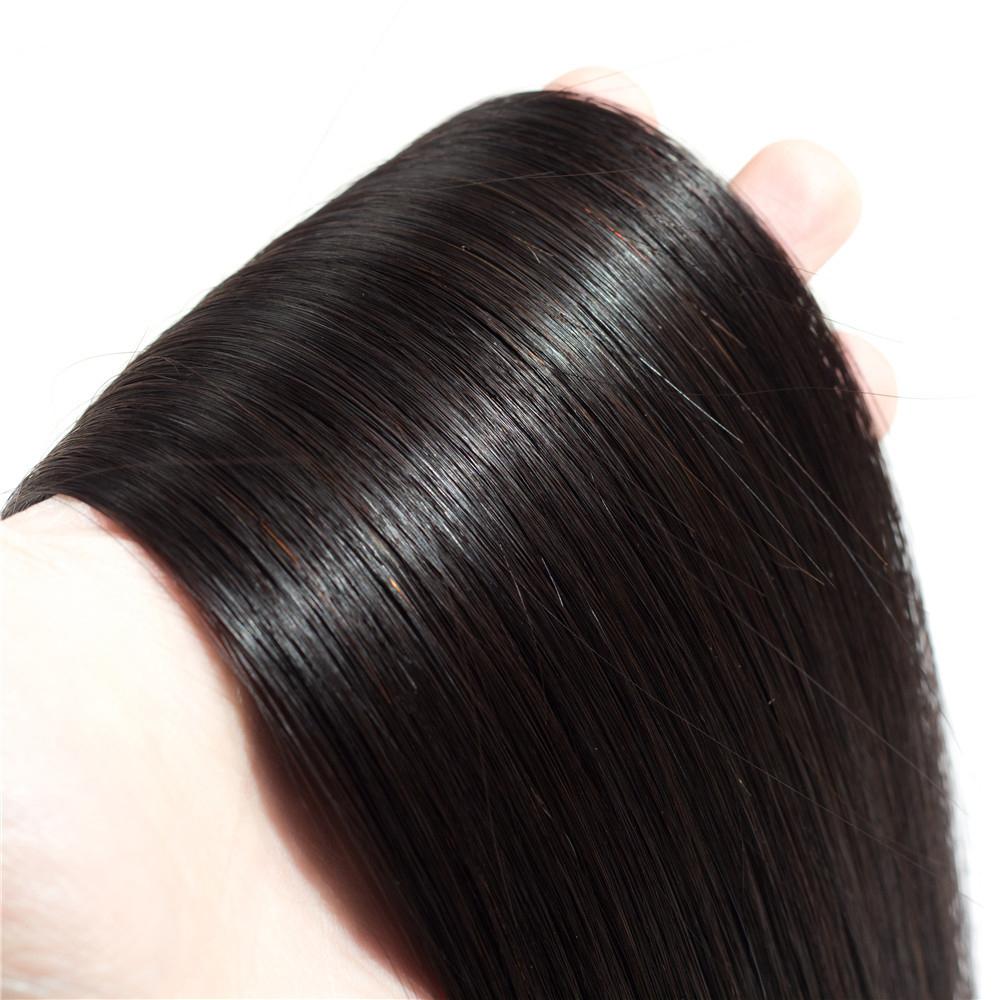 Amanda mongole cheveux raides 4 faisceaux avec 13*4 dentelle frontale 10A Grade 100% Remy cheveux humains doux brillant vague cheveux 