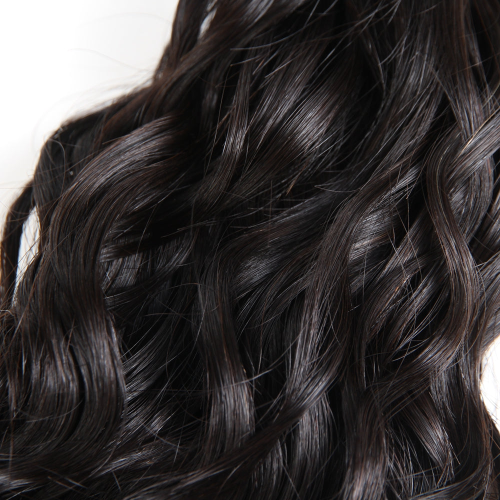 Amanda Peruvian Hair Water Wave 3 Bundles With 13*4 Lace Frontal 9A Grade 100% Unprocessed Human Hair