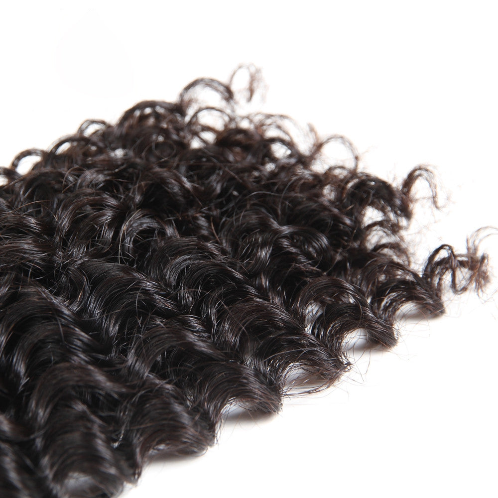 Cheveux brésiliens crépus bouclés 3 faisceaux avec 13 * 4 dentelle frontale 9A Grade 100% extensions de cheveux humains non transformés - Amanda Hair