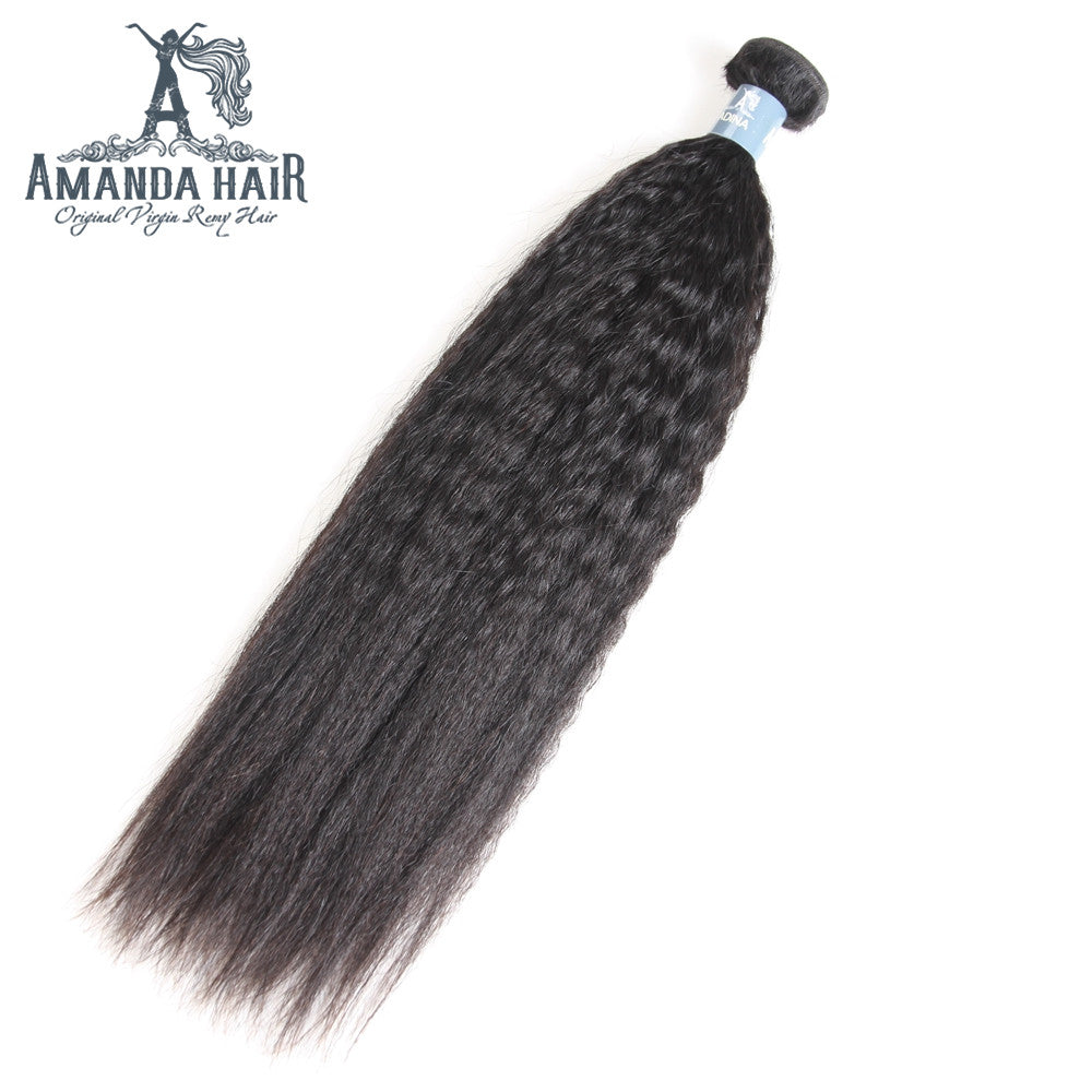 Amanda Peruvian Hair Kinky Straight 4 Bundles With 13*4 Lace Frontal 9A Grade 100% Unprocessed Human Hair