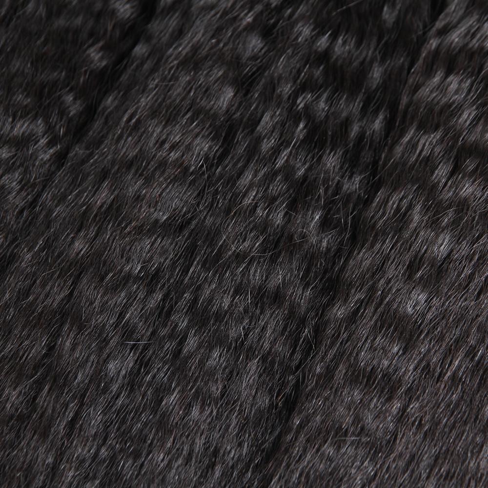 Brazilian Kinky Straight 3 Bundles With 4*4 Lace Closure 9A Unprocessed Human Hair-Amanda Hair