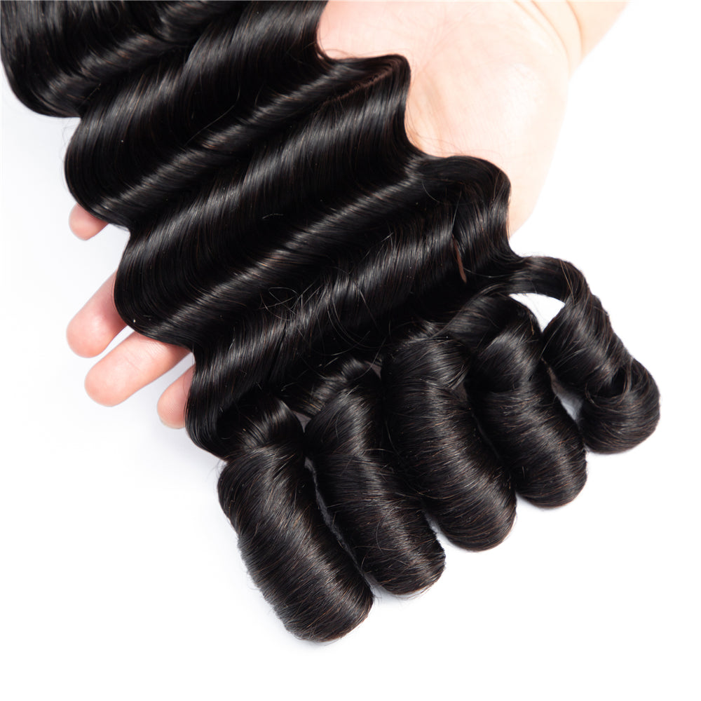 Paquetes de cabello humano de alta calidad Buen grosor Fumi Hair Ocean Wave Curly Super Double Drawn Hair Virgin Paquetes de cabello humano - Amanda Hair