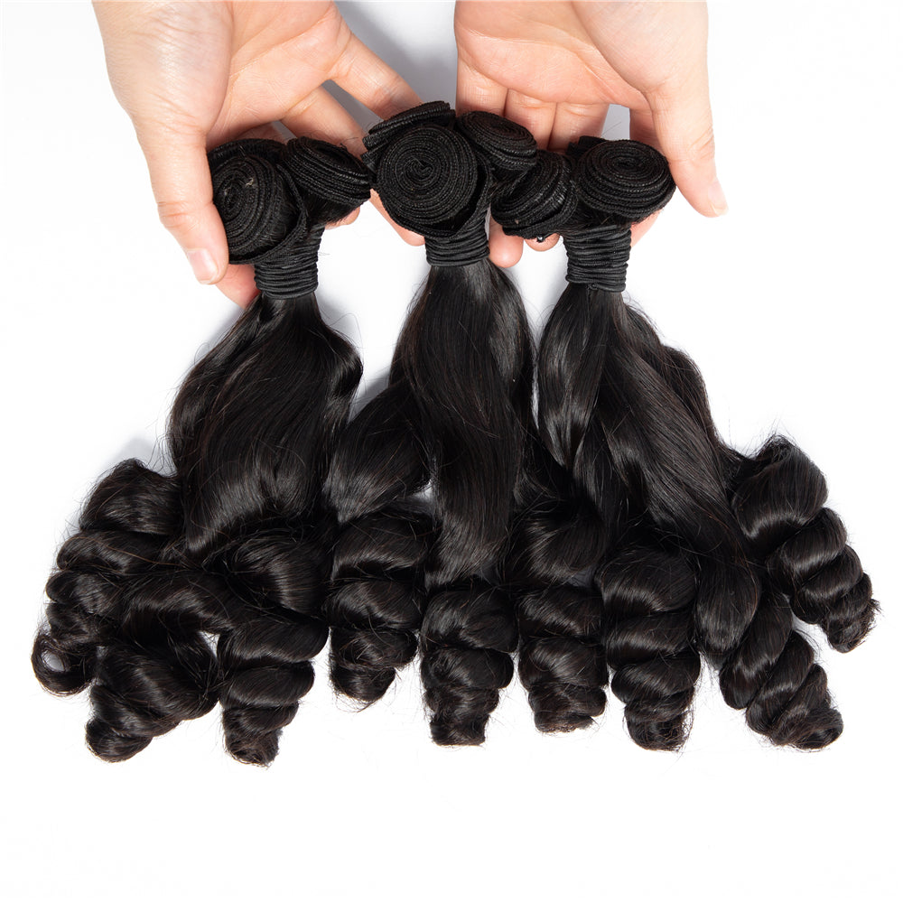 Paquetes de cabello humano de alta calidad Buen grosor Fumi Hair Twist Curly Super Double Drawn Hair Virgin Paquetes de cabello humano - Amanda Hair