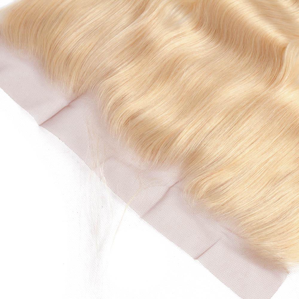 Colored Bundles With Frontal 13*4 Lace 613 Golden Silk Straight 100% Human Hair Blonde Hair - Amanda Hair