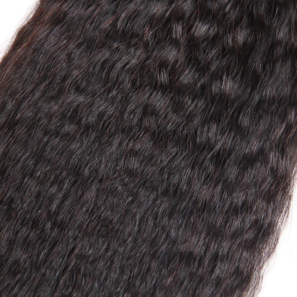 Amanda Indian Human Hair Kinky Straight 3 Bundles With 4*4 Lace Closure 10A Grade 100% Remy Human Hair