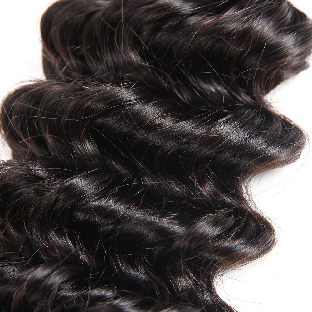 Cabello brasileño de onda profunda 4 paquetes con cierre de encaje 4 * 4 10A Grado 100% cabello humano Remi - Amanda Hair