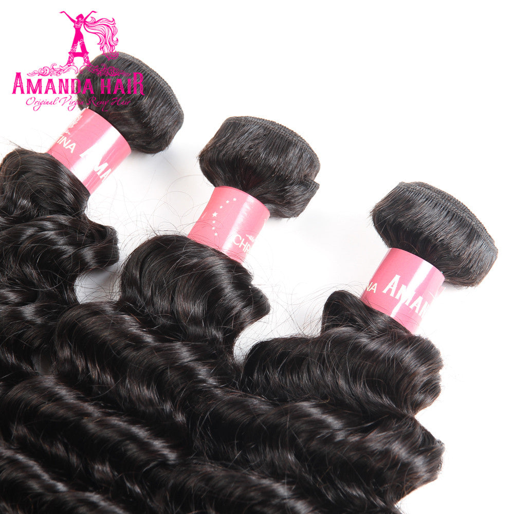 Human Hair Bundles Deep Wave Hair Bundles 28 30 Inch Remy Hair Bundles Weave 3/4 Bundles Human Hair Extensions - Amanda Hair