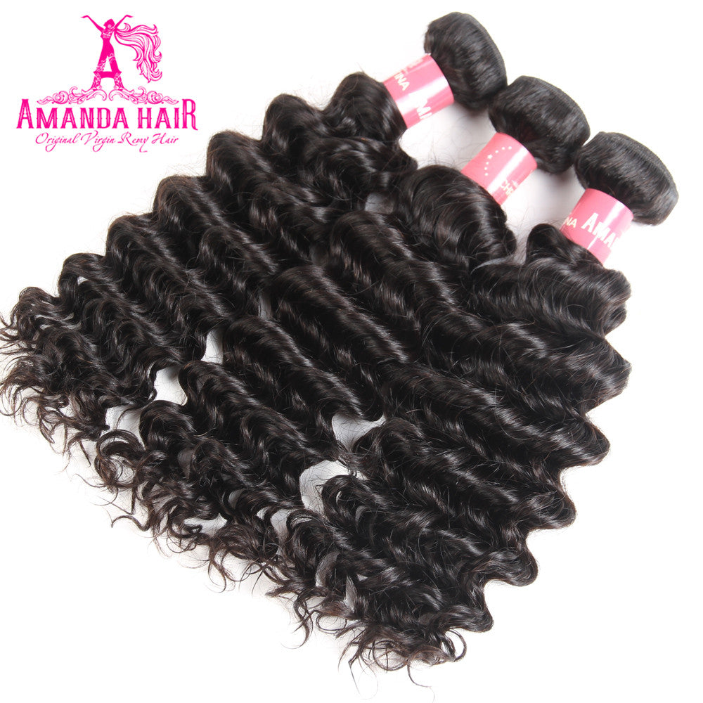 Bundles de cheveux humains Bundles de cheveux de vague profonde 28 30 pouces Remy Hair Bundles Weave 3/4 Bundles Extensions de cheveux humains - Amanda Hair