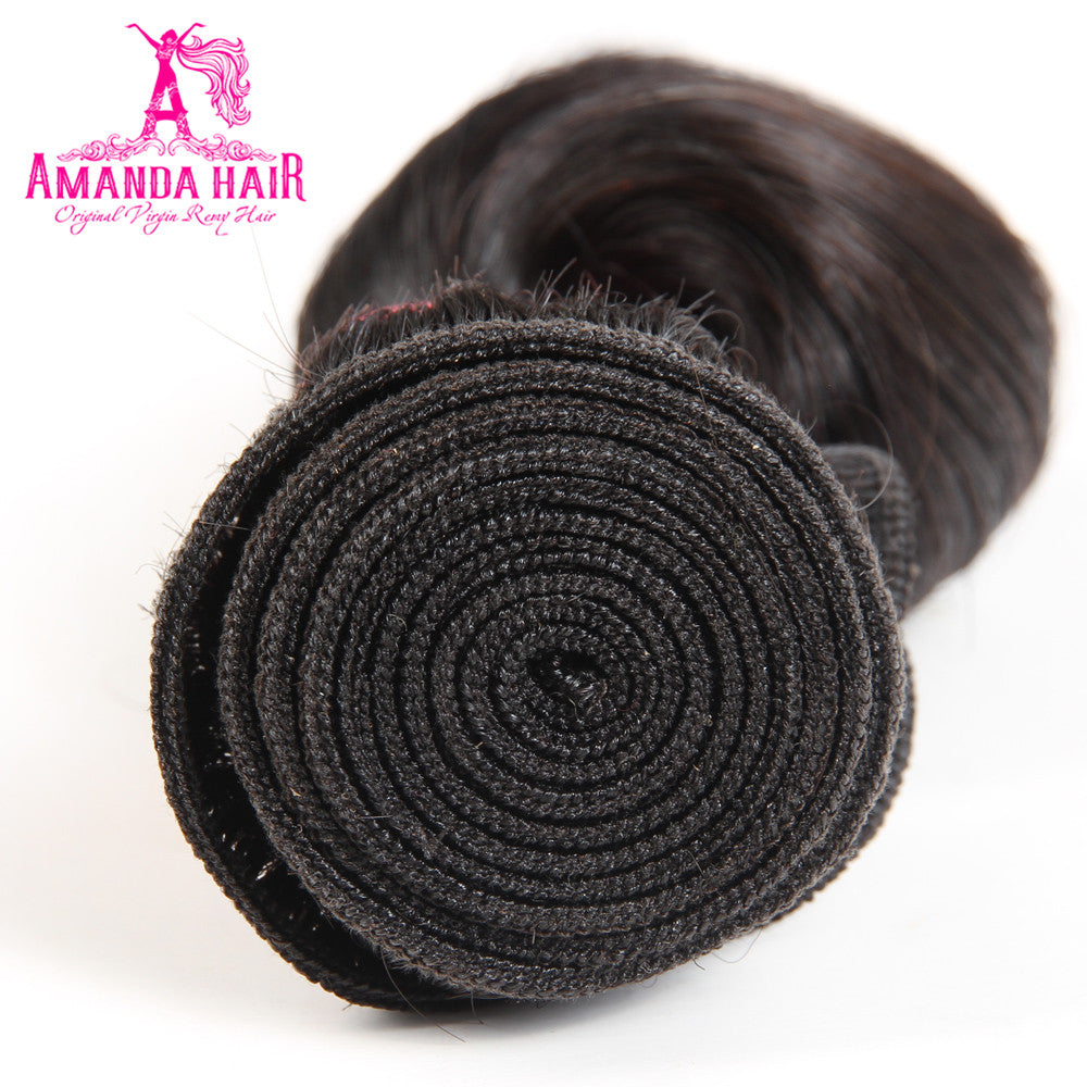 Amanda Mongolian Hair Loose Wave 3 paquetes con 13 * 4 Frontal de encaje 10A Grado 100% Remi Cabello humano