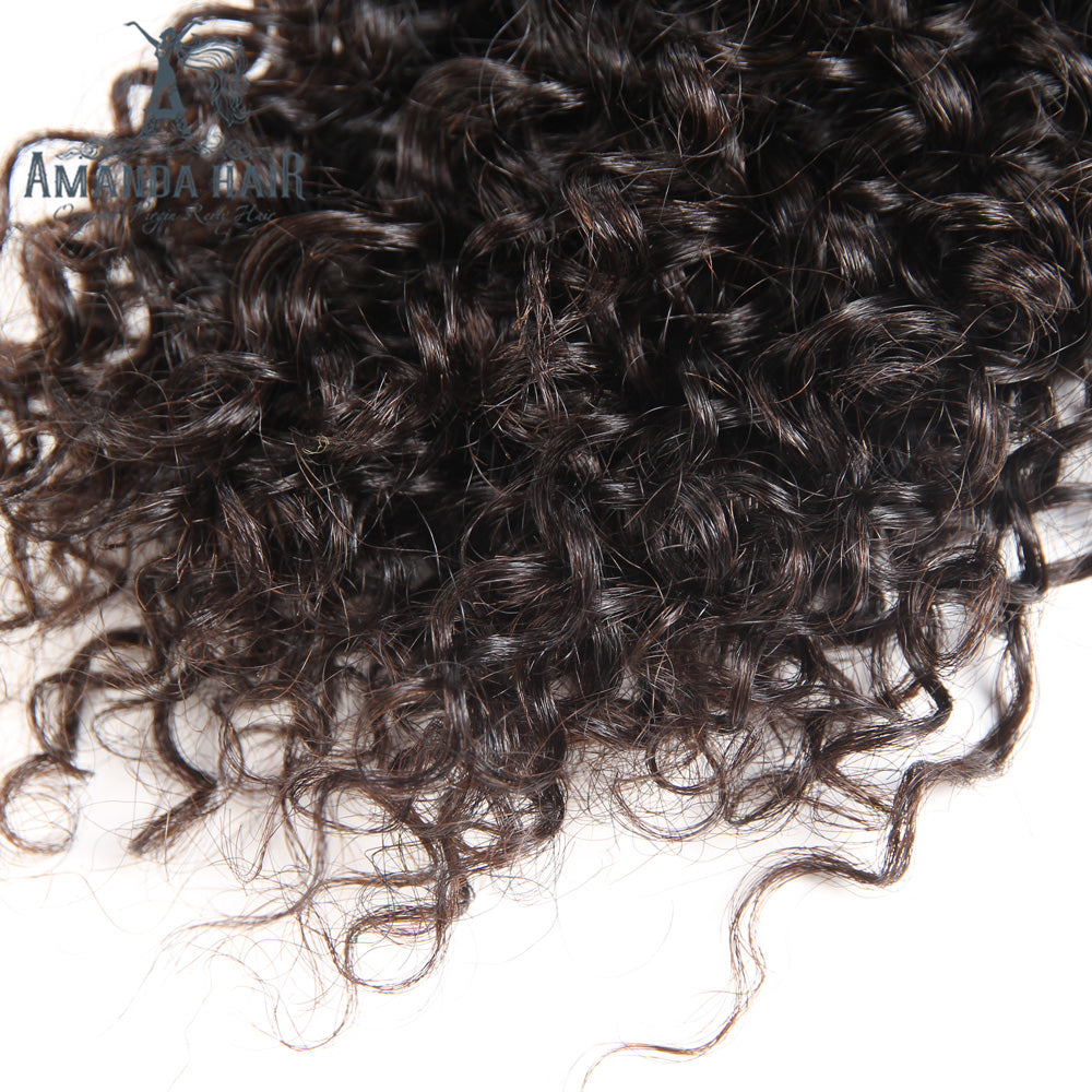 Amanda Peruvian Hair Kinky Curly 3 Bundles With 4*4 Lace Closure 9A Grade 100% Unprocessed Human Hair Christmas Hot Item