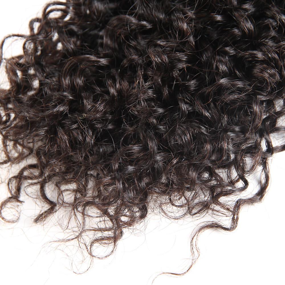 Amanda Malaysian Hair Kinky Curly 4 paquetes con 13 * 4 Frontal de encaje 10A Grado 100% Remi Cabello humano Suave y brillante Cabello ondulado
