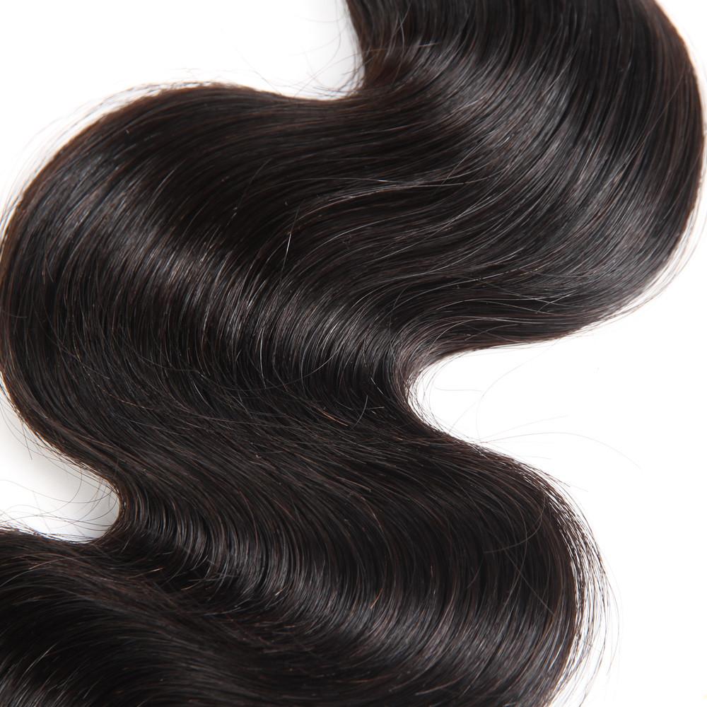 Body Wave 3 Bundles Avec 13 * 4 Tissage Frontal Couleur Naturelle Brésilienne 10A Grade 100% Remi Vente de Cheveux Humains - Amanda Hair 