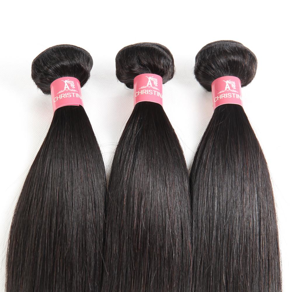 Cheveux Raides Brésiliens 3 Bundles Avec 4 * 4 Lace Closure 10A Grade 100% Remy Human Hair - Amanda Hair