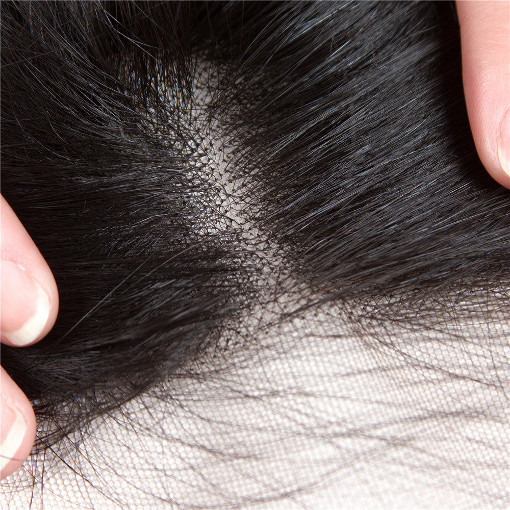 Amanda mongole cheveux raides 3 faisceaux avec 13*4 dentelle frontale 10A Grade 100% cheveux humains Remy 
