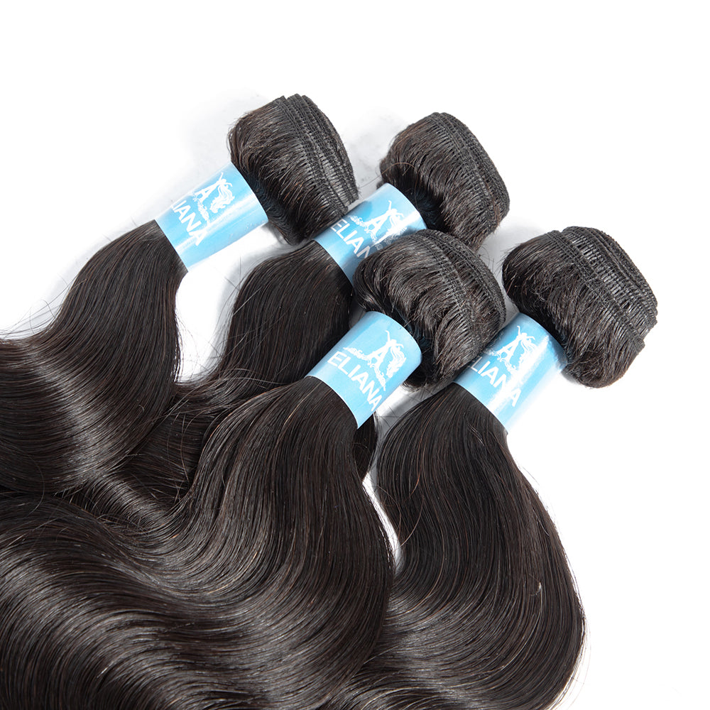 Amanda Hair Mongolian Body Wave 4 Bundles With 4*4 Lace Closure 9A Grade 100% Unprocessed Human Hair