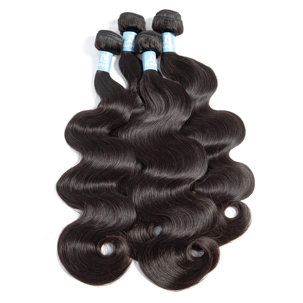 Brazilian Body Wave 4 Bundles With 4*4 Lace Closure 9A Grade 100% Unprocessed Human Hair - Amanda Hair