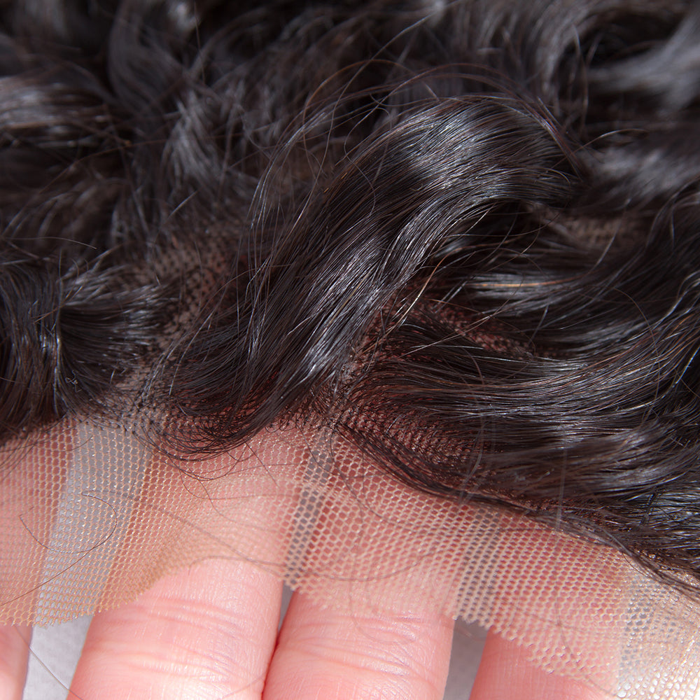 Amanda Indian Hair Deep Wave 4 paquetes con 13 * 4 Lace Frontal 10A Grade 100% Remi Cabello humano Soft Shiny Wave Hair