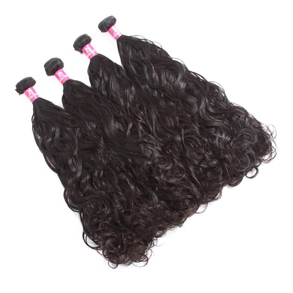 Amanda Malaysian Hair Water Wave 4 Bundles With 13*4 Lace Frontal 10A Grade 100% Remi Human Hair Soft Shiny Wave Hair