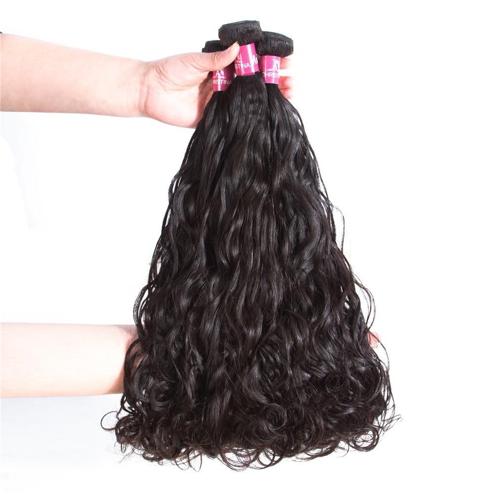 Amanda péruvienne cheveux vague d'eau 4 faisceaux avec 13*4 dentelle frontale 10A Grade 100% Remi cheveux humains doux brillant vague cheveux