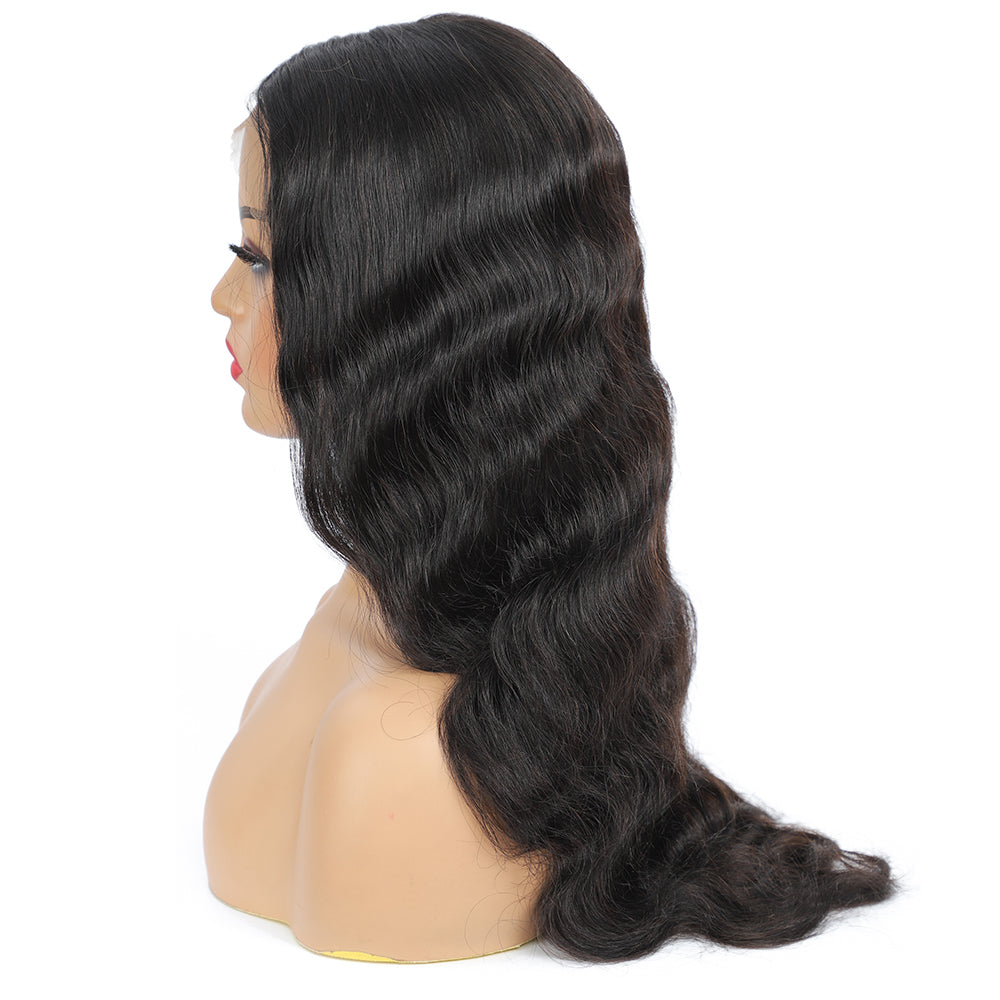 Body Wave T-Part Lace Wig 100% Virgin Human Hair Middle Part Frontal Wigs Natural Color - Amanda Hair