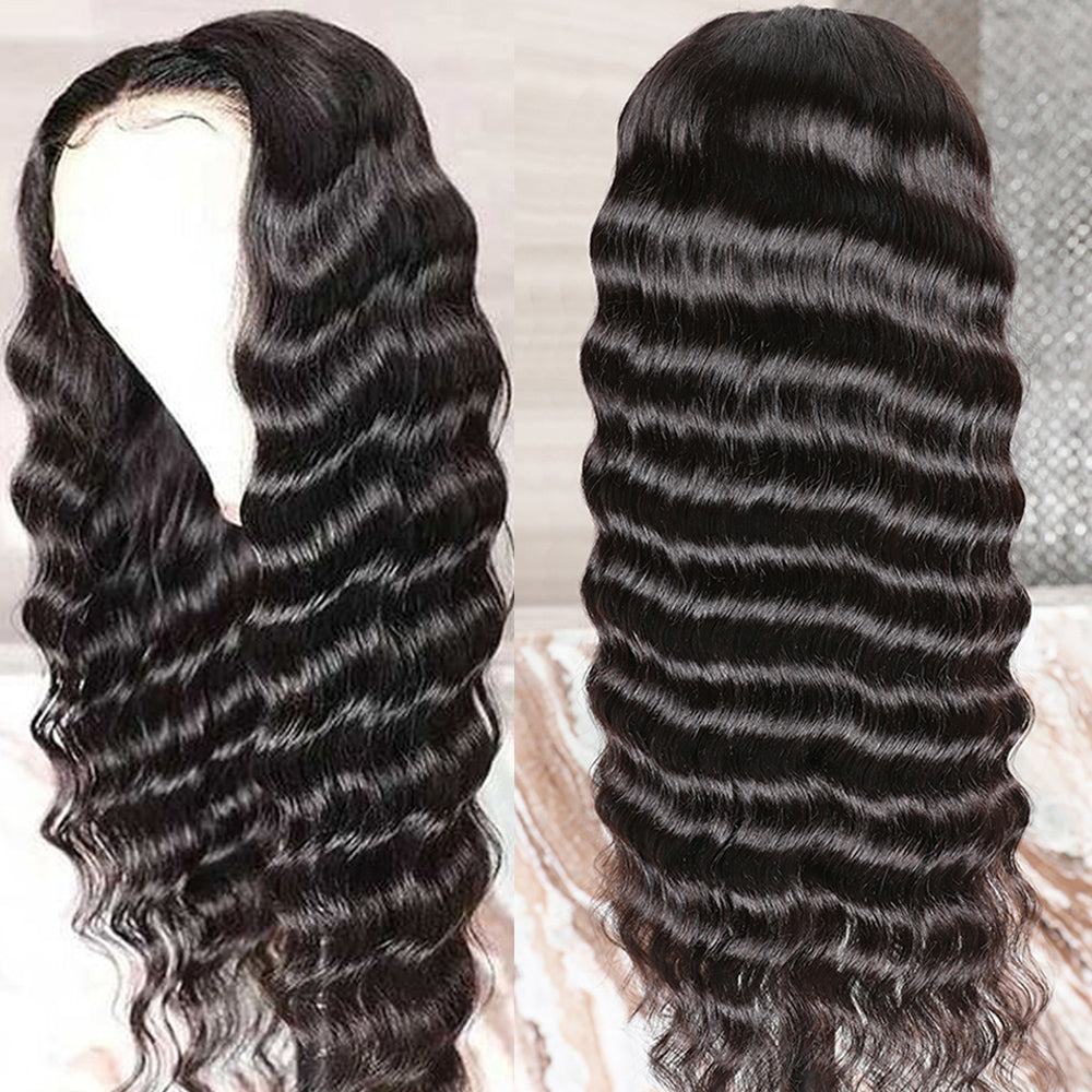 Glueless 4*4 Lace Loose Deep Wave Closure Wig Pre Plucked Natural Hair Line