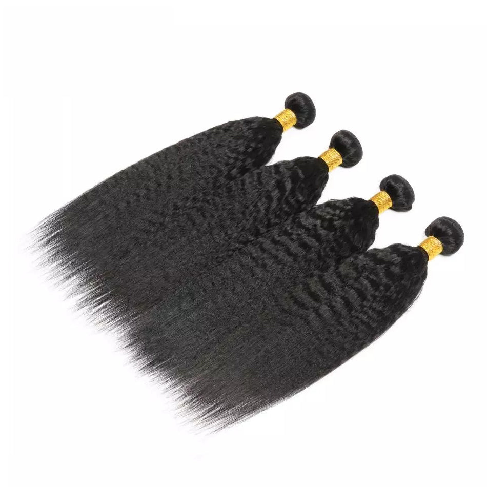 Cheveux humains brésiliens Kinky Straight 4 Bundles avec fermeture à lacet 4 * 4 Grade 10A 100% cheveux humains Remi - Amanda Hair 