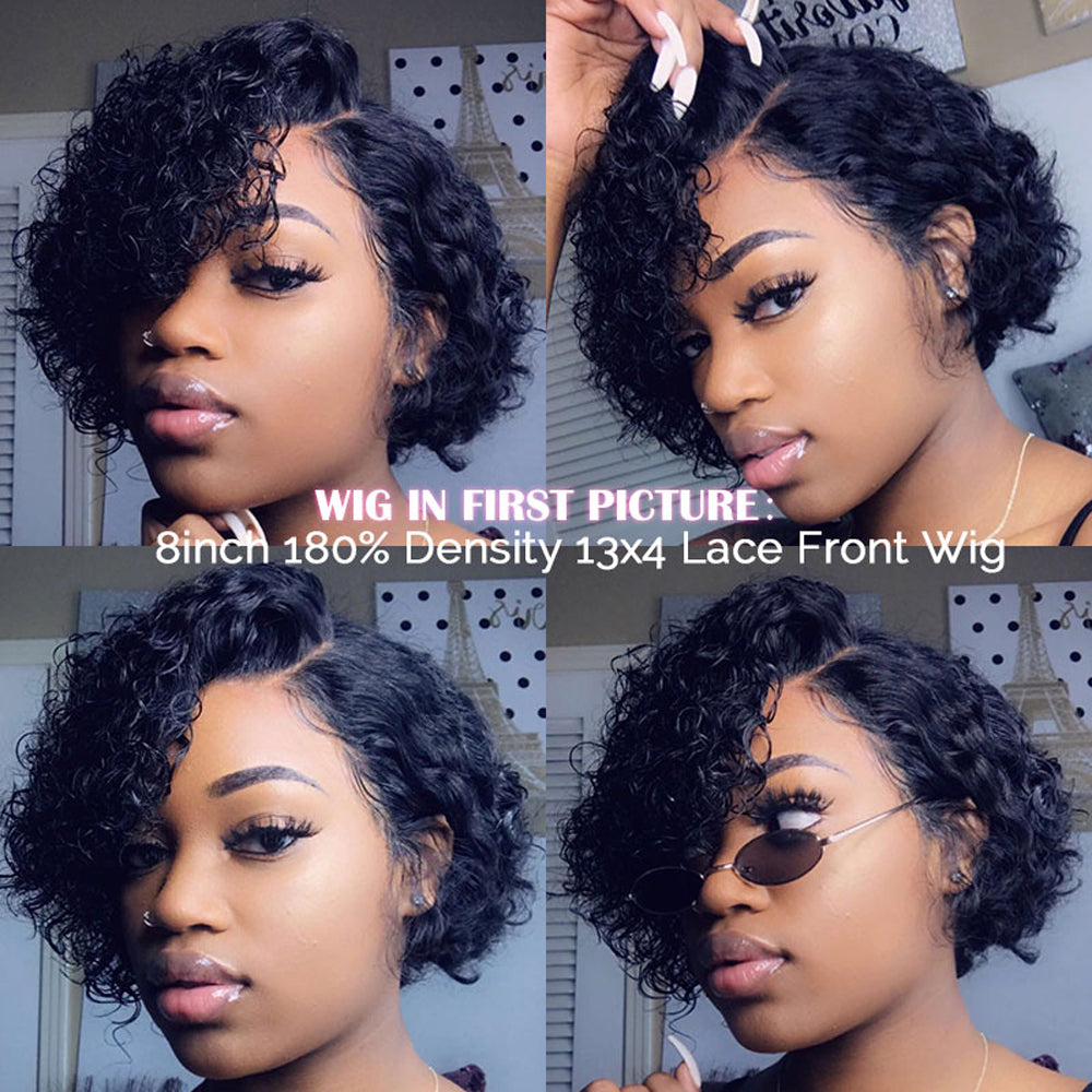 Curly Pixie Cut Wig Short Lace Front Human Hair Wigs For Black Women Brazilian T part Curly Bob Wigs -Amanda Hair