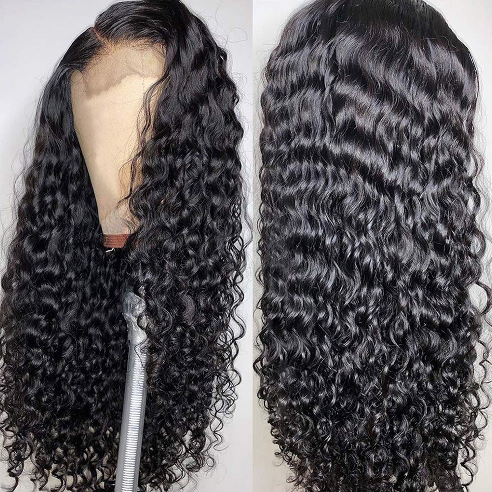 Affordable Brazilian Water Wave Human Hair Wigs Glueless 4*4 Swiss Lace Closure Wig For Women