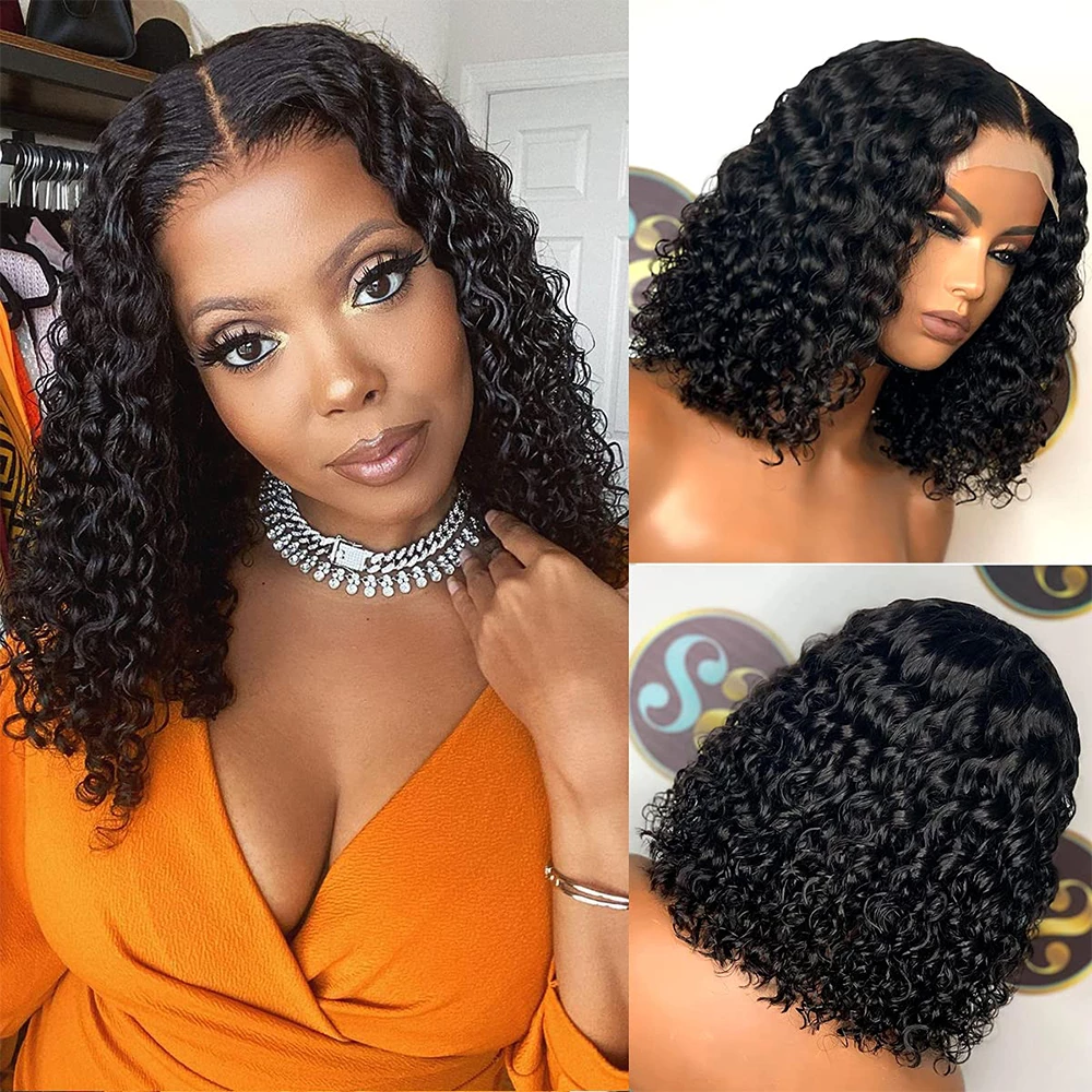 Pre Plucked 4*4 Lace Closure Short Curly Hair Style Bob Wigs with Baby Hair-Amanda Hair