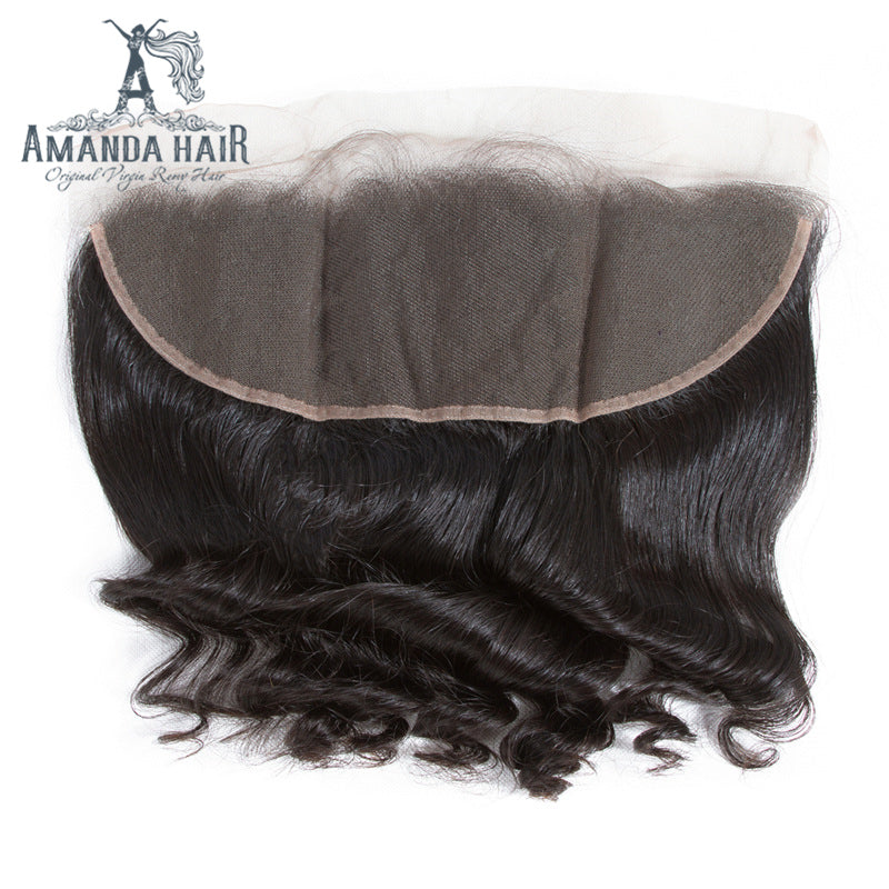 Amanda cheveux péruviens vague lâche 3 faisceaux avec 13*4 dentelle frontale 9A Grade 100% cheveux humains non transformés