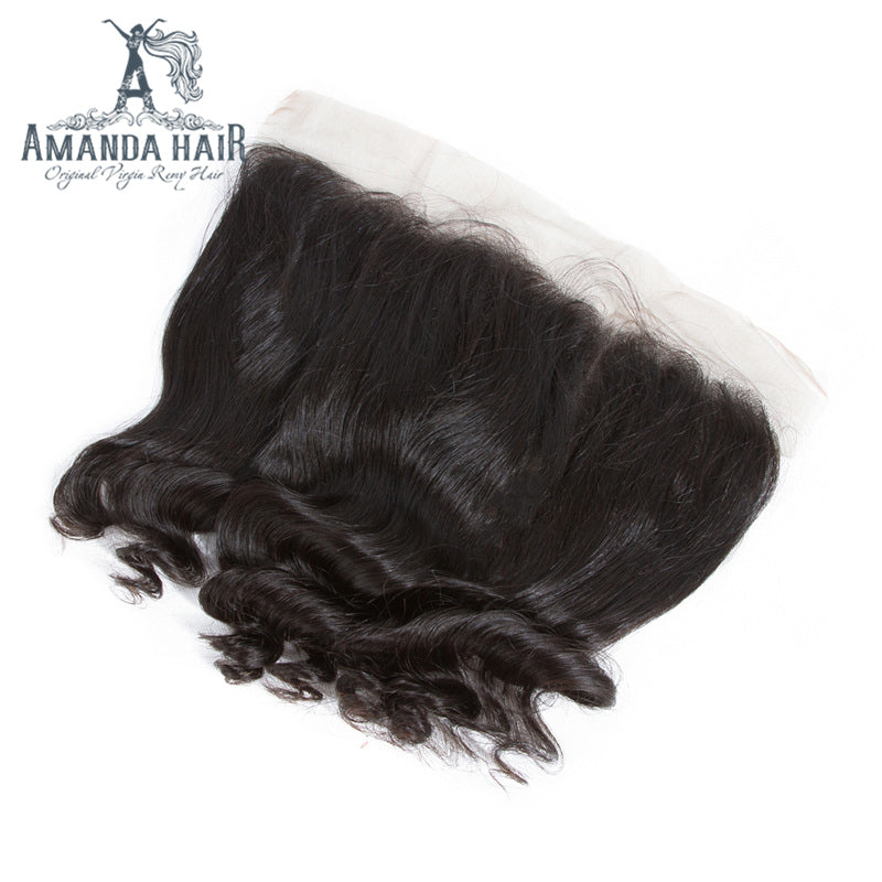 Amanda mongole cheveux vague lâche 3 faisceaux avec 13*4 dentelle frontale 9A Grade 100% cheveux humains non transformés