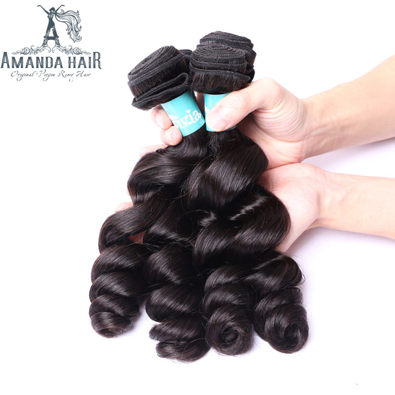 Amanda Indian Hair Loose Wave 3 Bundles With 13*4 Lace Frontal 9A Grade 100% Unprocessed Human Hair