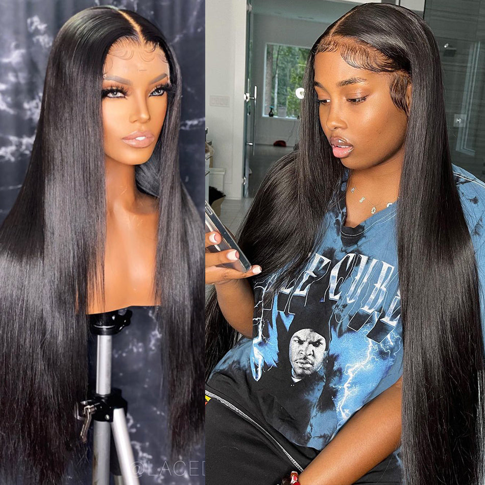 Hot Straight Pre Plucked Hairline 4x4 Medium Brown Lace Closure Wig
